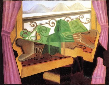 フアン・グリス Painting - 丘のある開いた窓 1923年 フアン・グリス